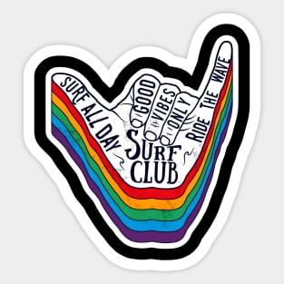 Surfer shaka hand gesture vintage Sticker